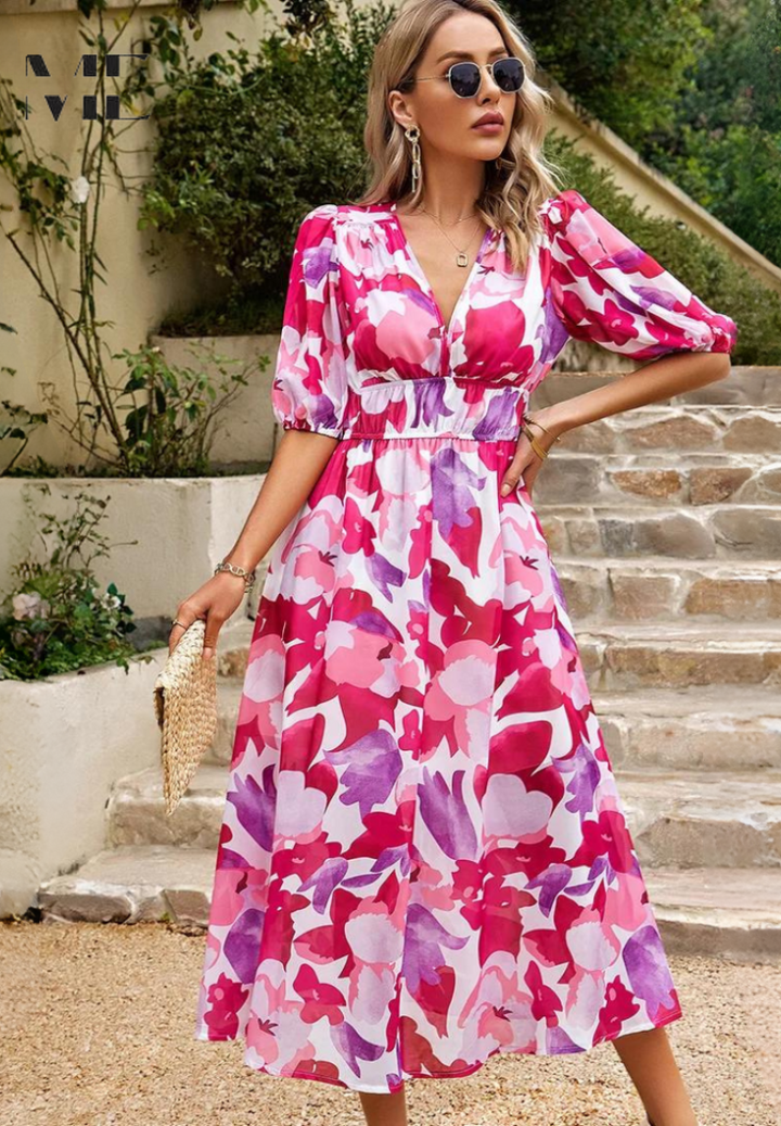 Women's Dress | Floral Print Midi