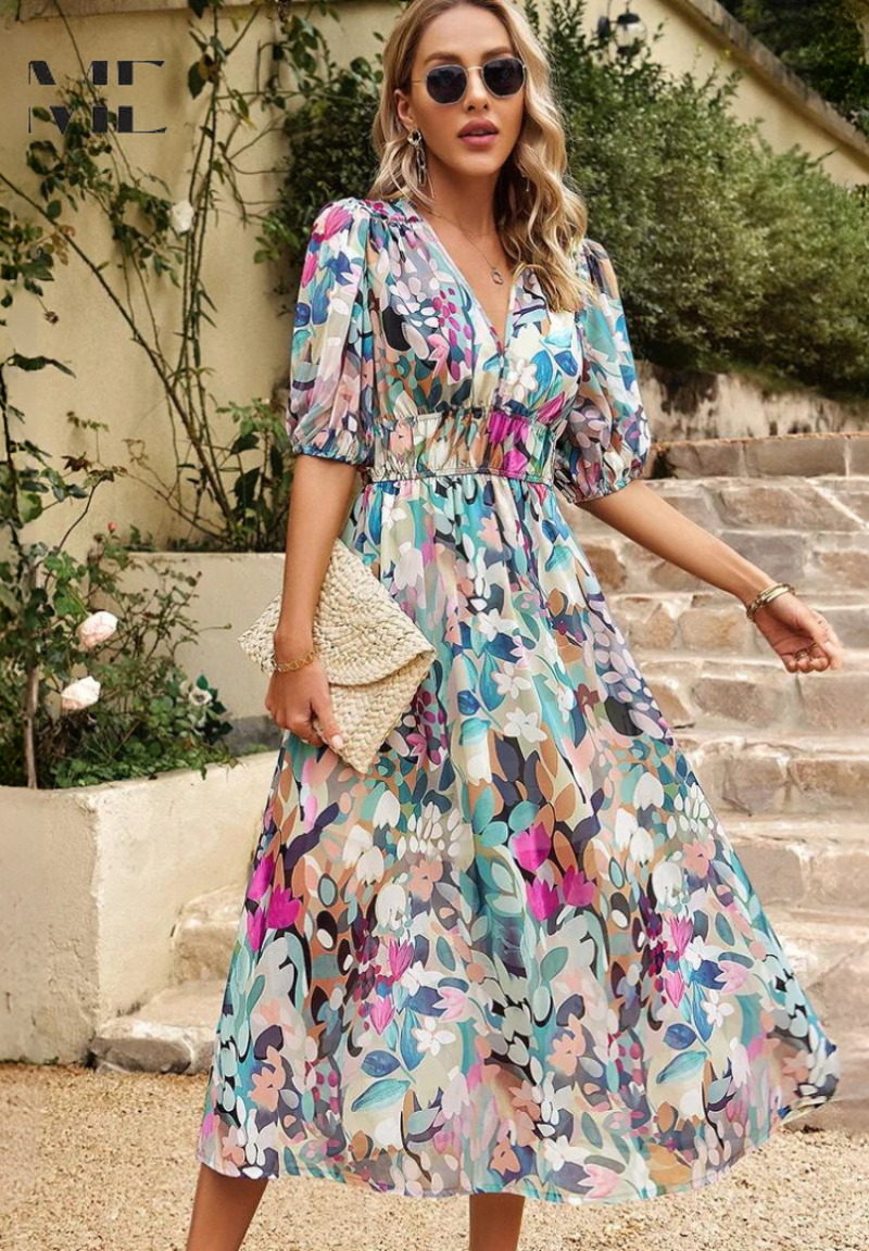 Women's Dress | Floral Print Midi