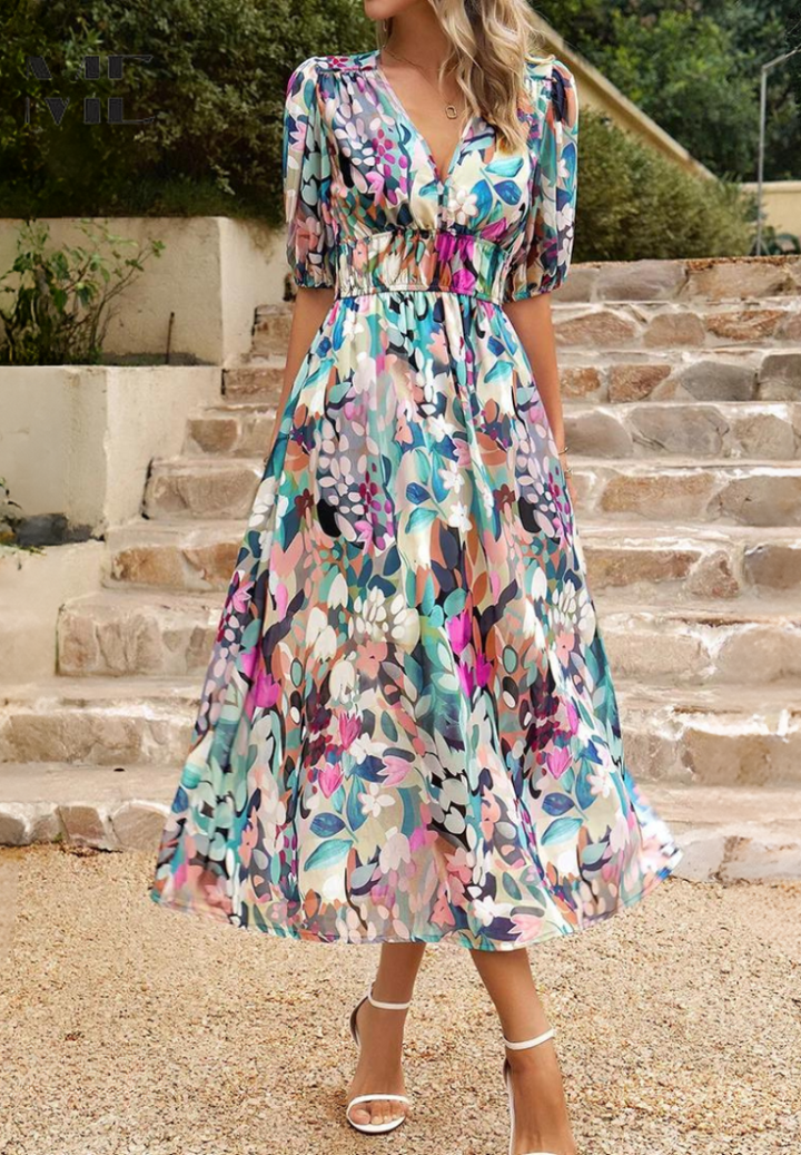 Women's Dress | Floral Print Midi
