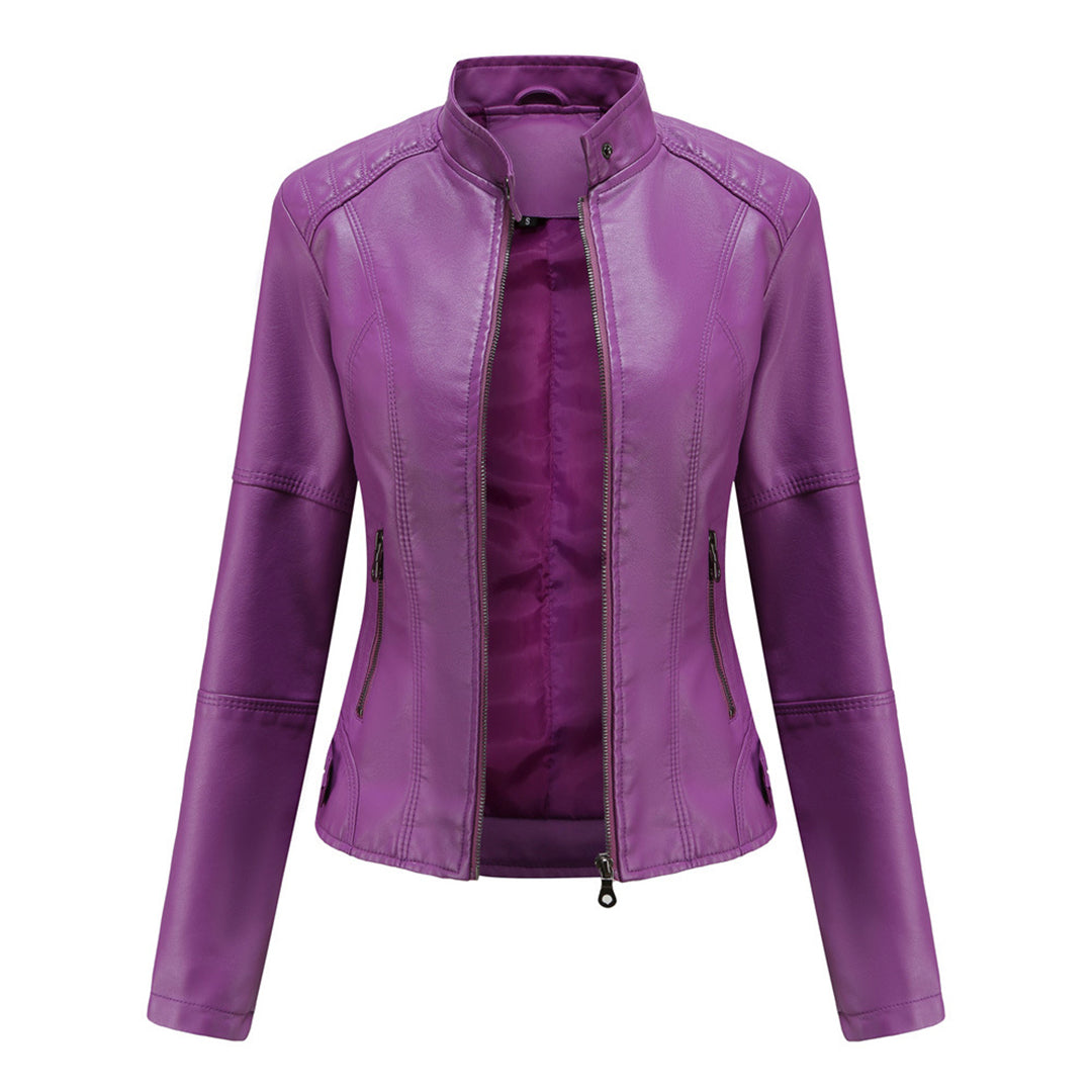 Women's Jacket | Stand Collar Zipper Pockets