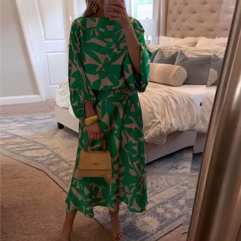 Women's Two-Piece Set  | Top and Midi Length Skirt