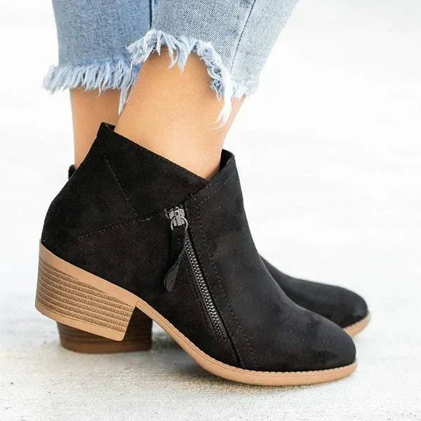 Boots for Women | Side Zipper Ankle Style with Block Heel
