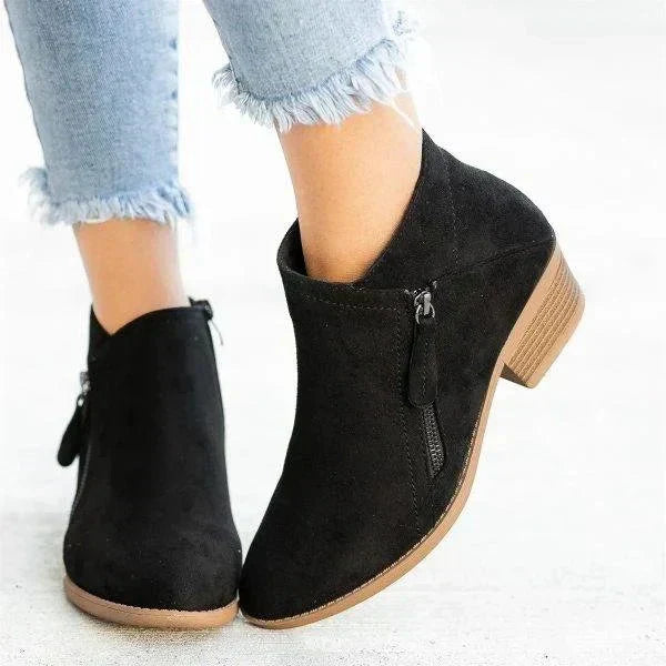 Boots for Women | Side Zipper Ankle Style with Block Heel