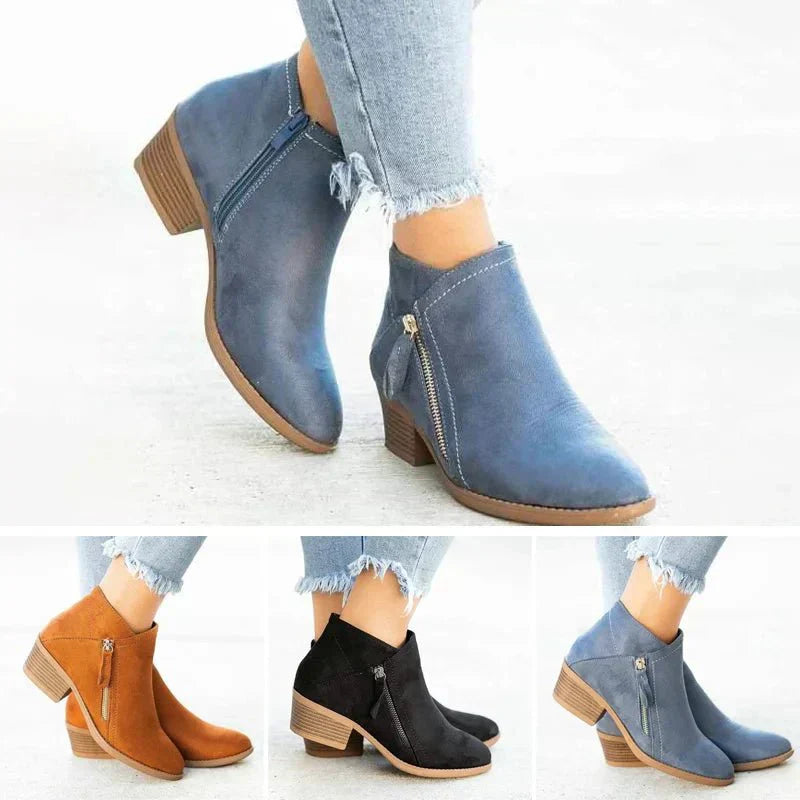 Boots for Women | Side Zipper Ankle Style with Block Heel