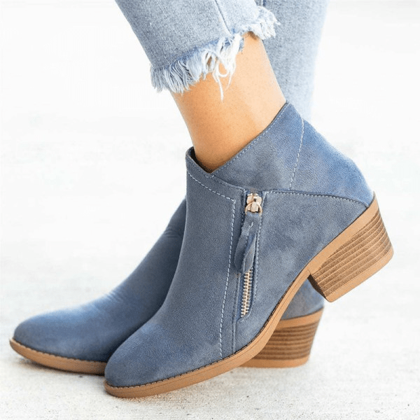 Boots for Women | Side Zipper Ankle Style with Block Heel