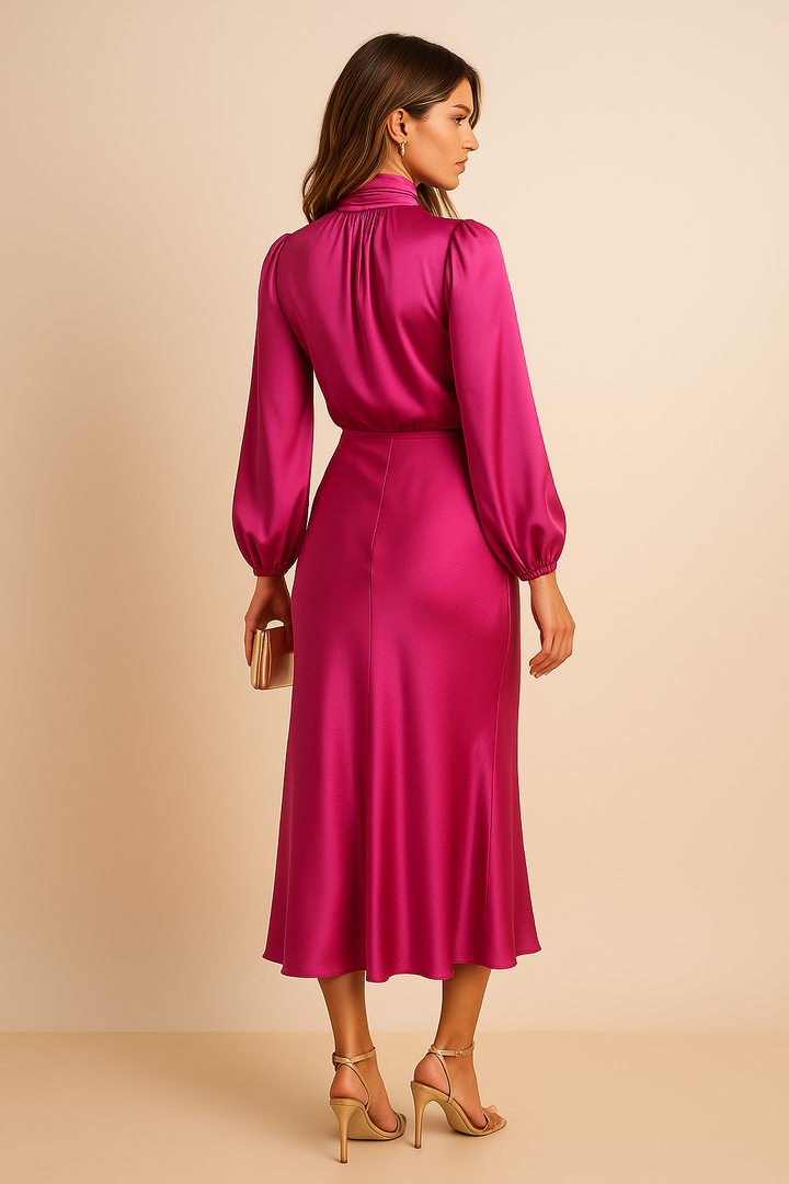 Women's Cocktail Midi Dress | High Neck