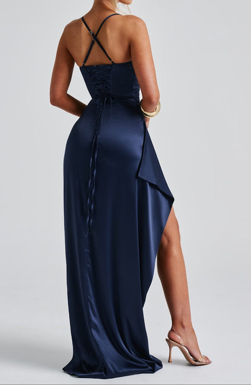 Women's Black Tie Maxi Dress | Navy Spaghetti Strap