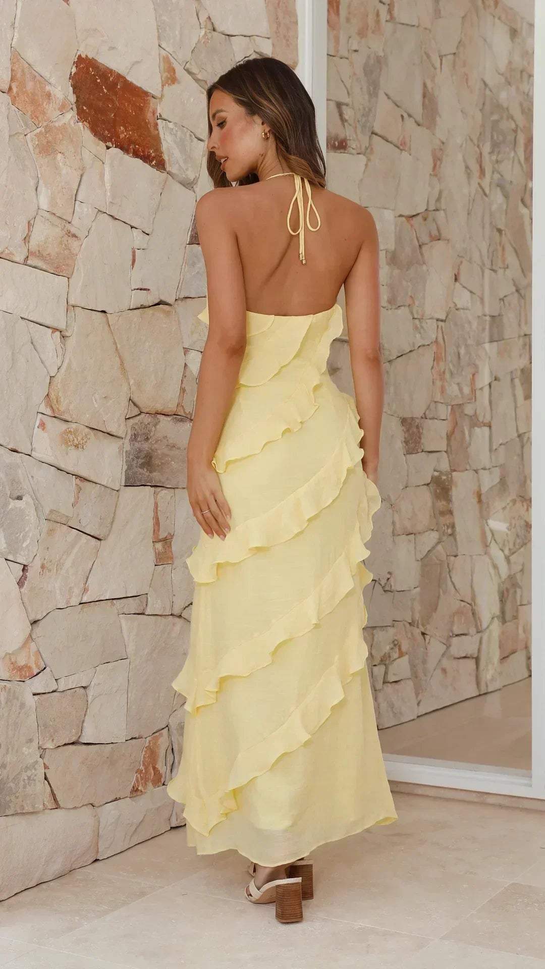 Women's Maxi Sundress | Halter Tiered Ruffled