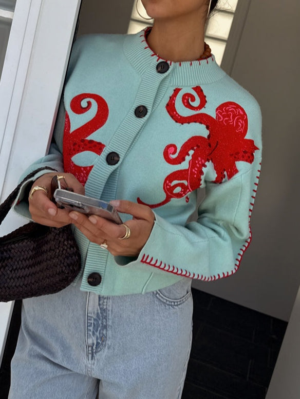 Women’s Cardigan | Octopus Pattern Knit