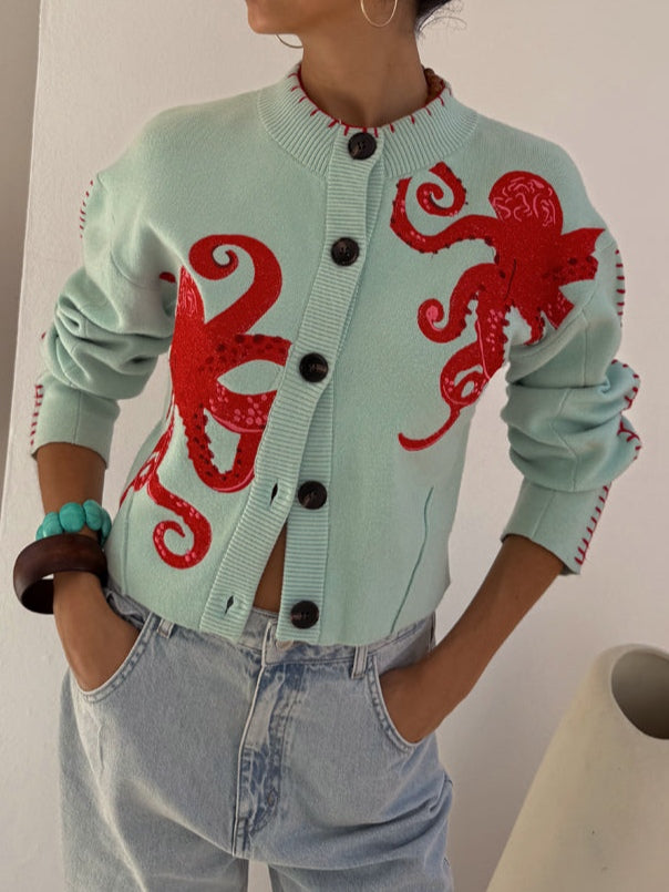 Women’s Cardigan | Octopus Pattern Knit