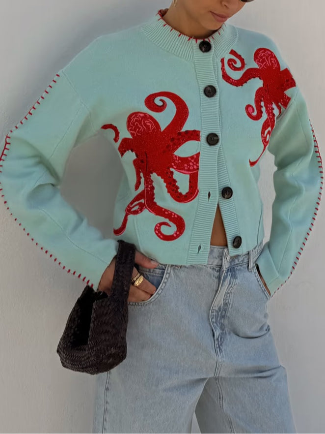 Women’s Cardigan | Octopus Pattern Knit