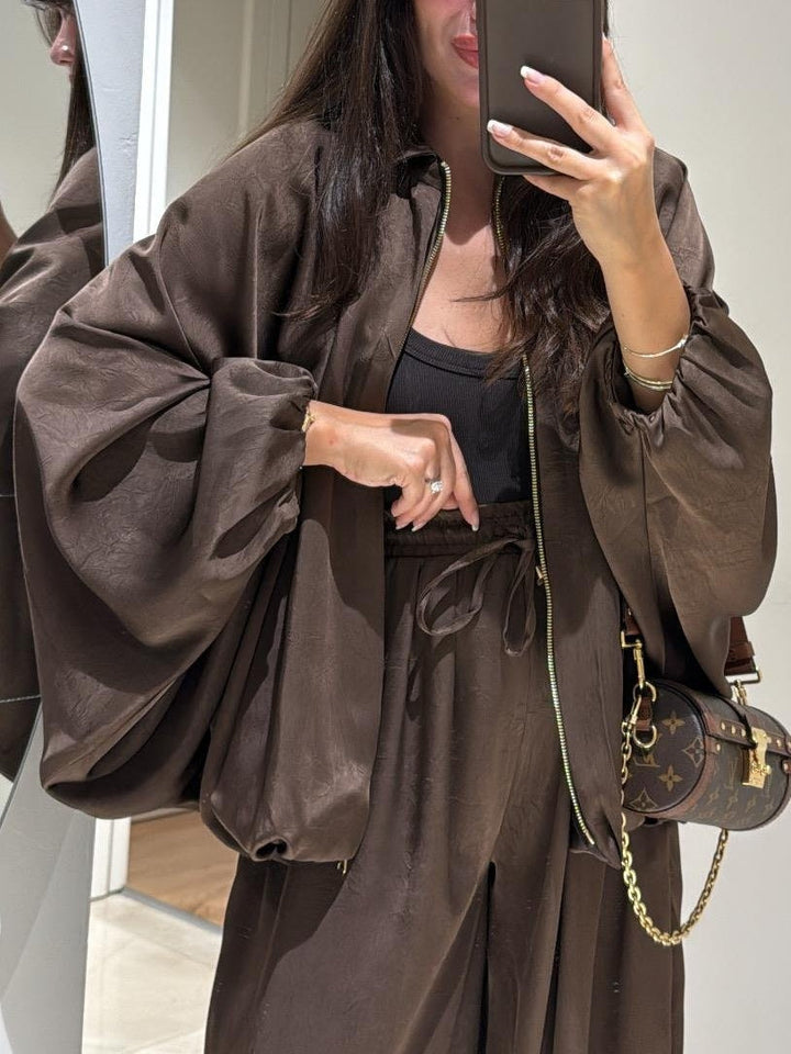 Women's Two-Piece Set  | Open Front Jacket Wide Pants