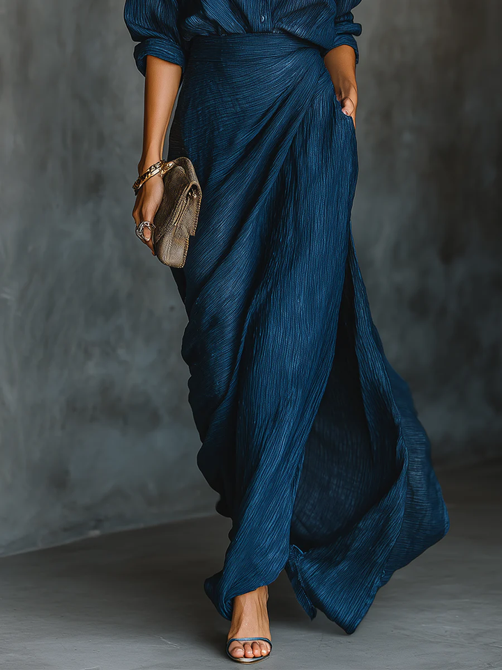 Women's Two-Piece Set | Wrap Top Maxi Skirt
