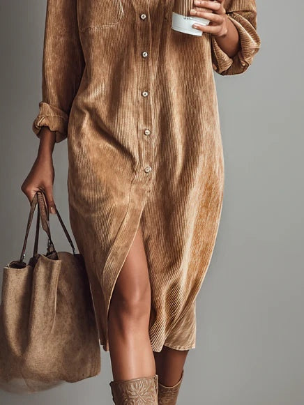 Women's Dress | Sleeve Midi Button Down Collar