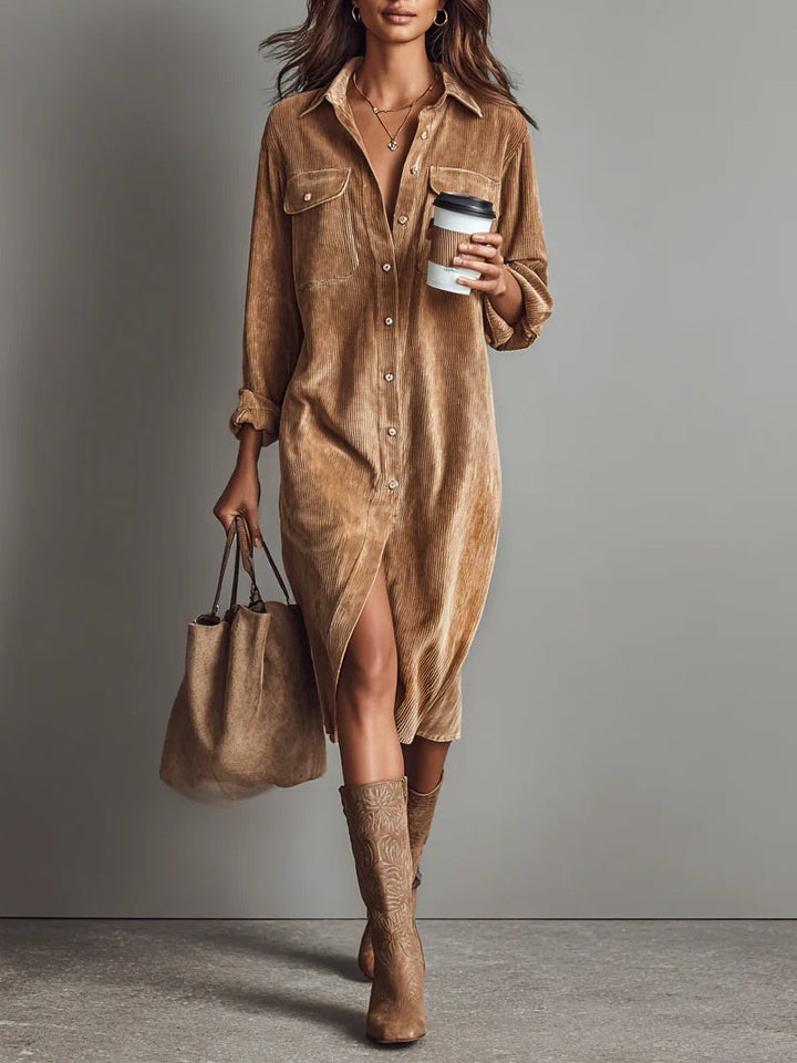Women's Dress | Sleeve Midi Button Down Collar