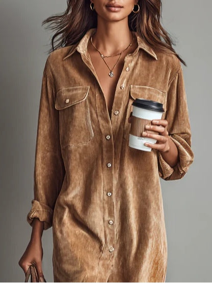 Women's Dress | Sleeve Midi Button Down Collar
