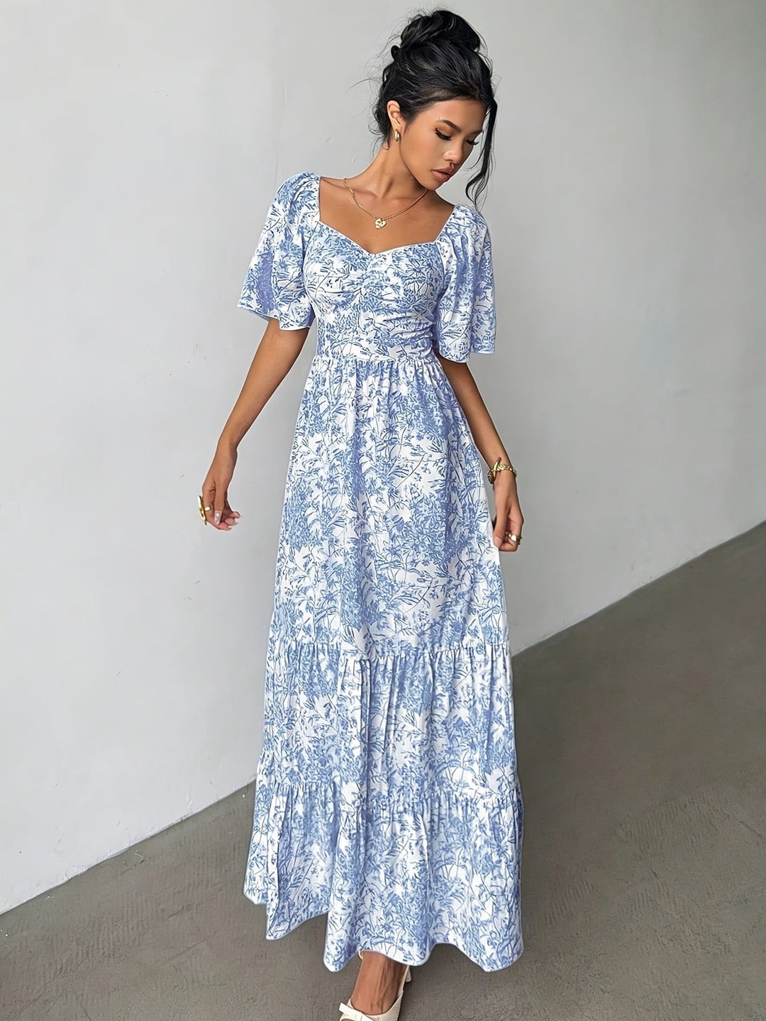 Women's Floral Maxi Dress | Sweetheart Tiered
