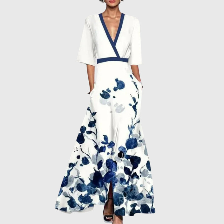 Women's Wedding Guest Maxi Dress | V-Neck Wrap Floral