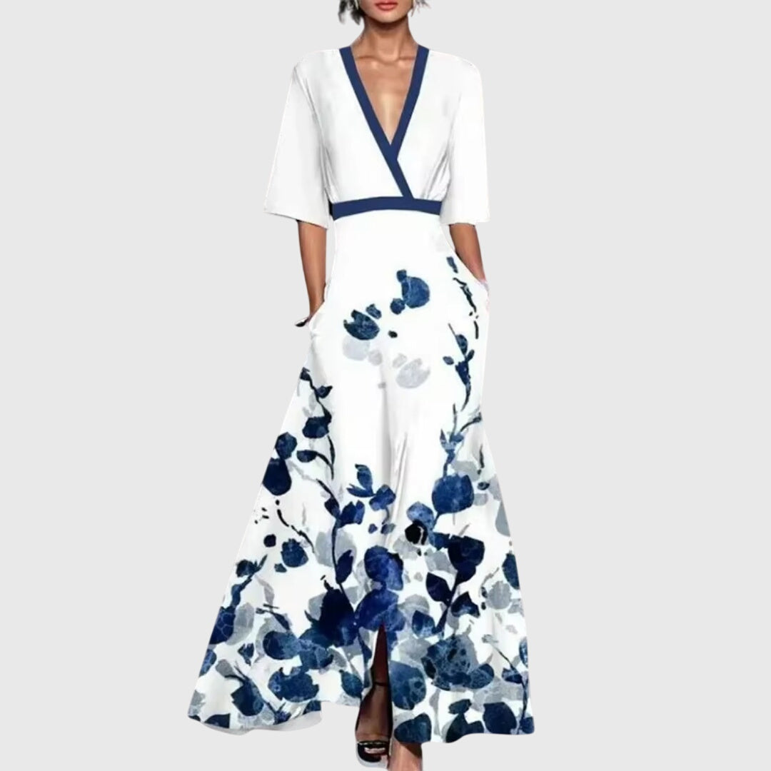 Women's Boho Maxi Dress | V-Neck Floral
