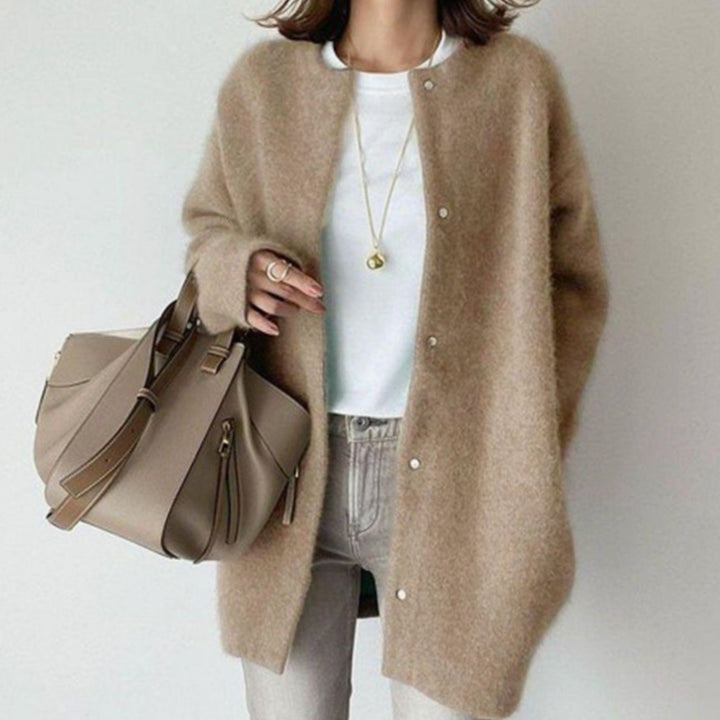 Adrienne | Women's Oversized Button-Down Fluffy Knit Winter Cardigan