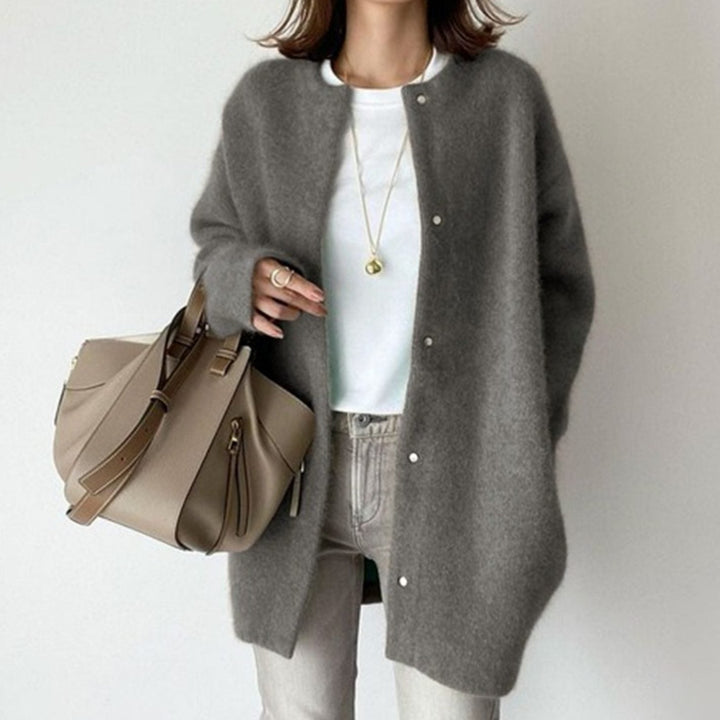 Adrienne | Women's Oversized Button-Down Fluffy Knit Winter Cardigan