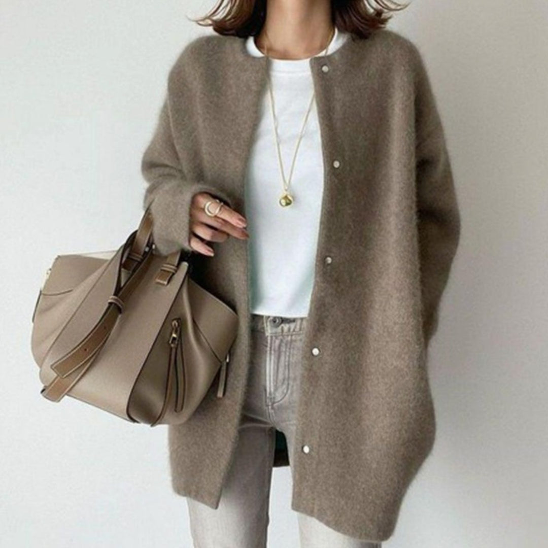 Adrienne | Women's Oversized Button-Down Fluffy Knit Winter Cardigan