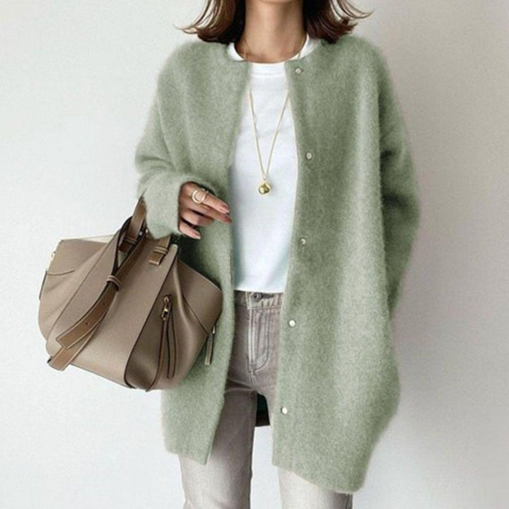 Adrienne | Women's Oversized Button-Down Fluffy Knit Winter Cardigan