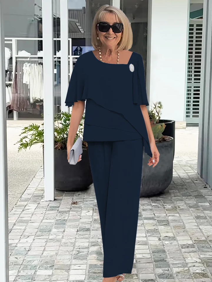Women's Two-Piece Set  | Short Sleeve Top and Pants