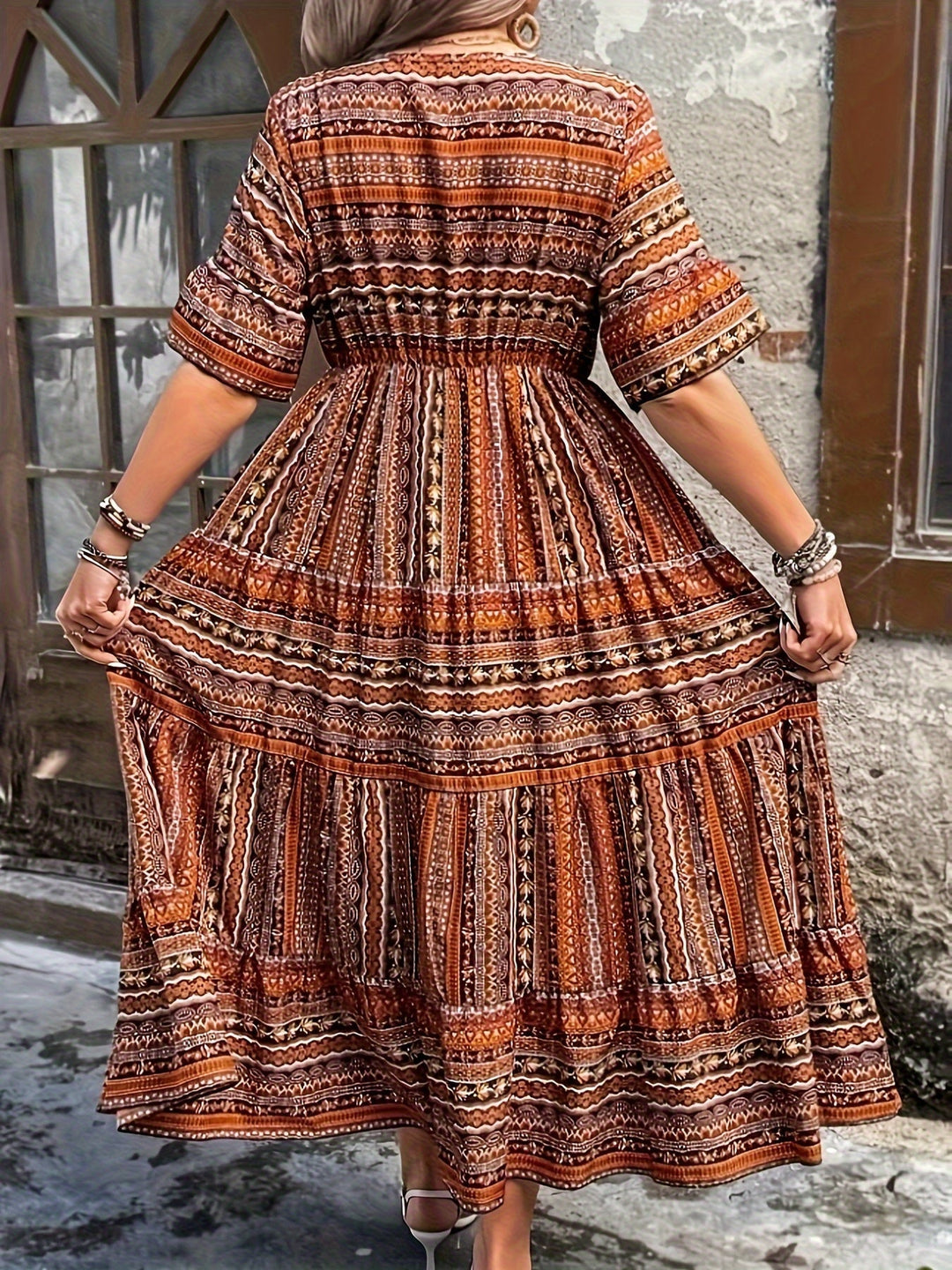 Women's Boho Midi Dress | Flowy Printed