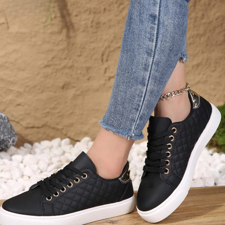Alice | Women's Quilted Lace-Up Gold-Detail Orthopedic Shoes Sneakers