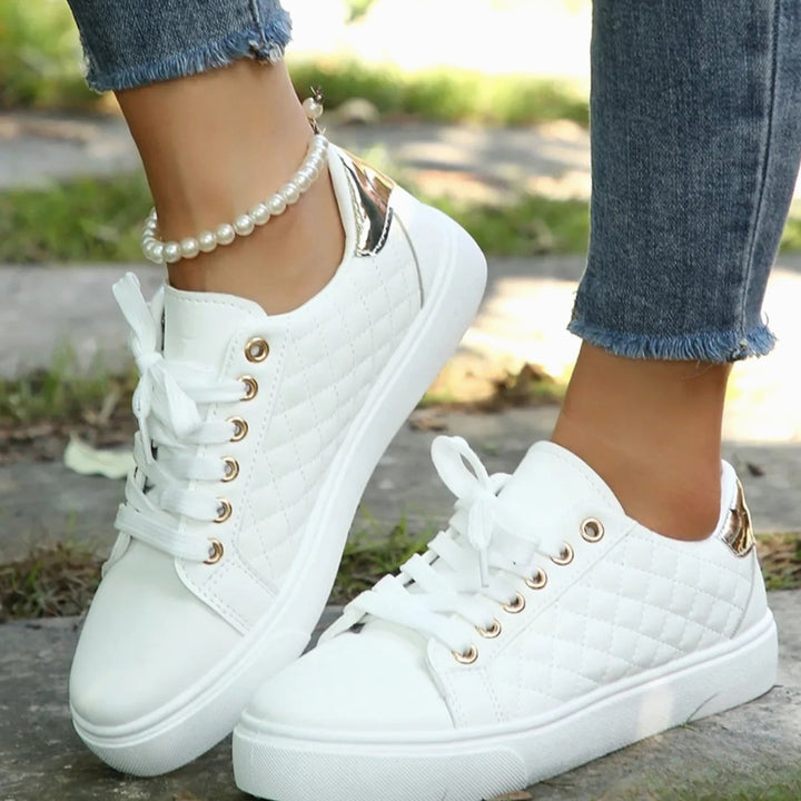 Alice | Women's Quilted Lace-Up Gold-Detail Orthopedic Shoes Sneakers