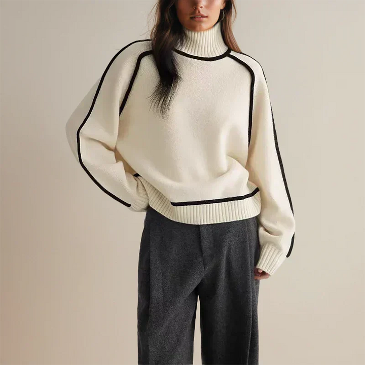 Women’s Sweater | High Neck Contrast Trim