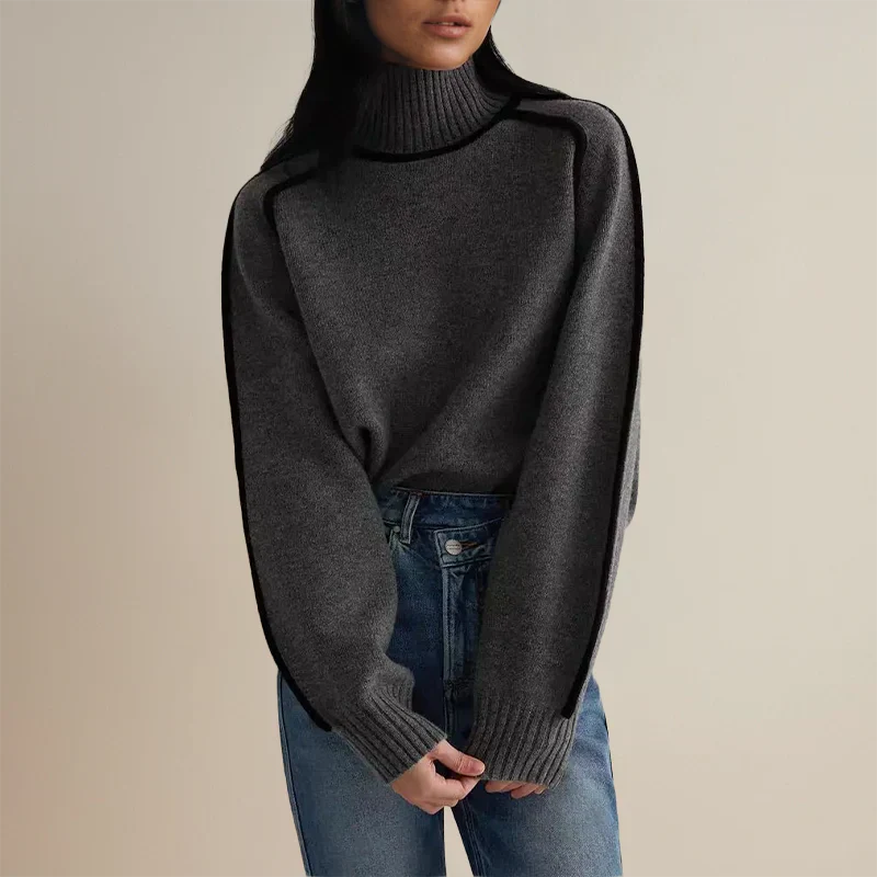 Women’s Sweater | High Neck Contrast Trim