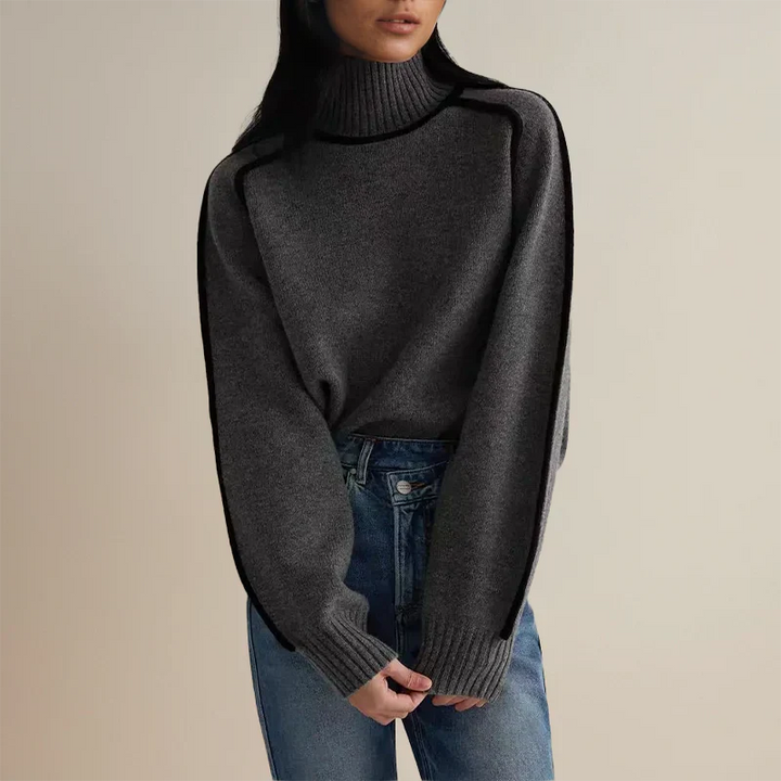 Women’s Sweater | High Neck Contrast Trim