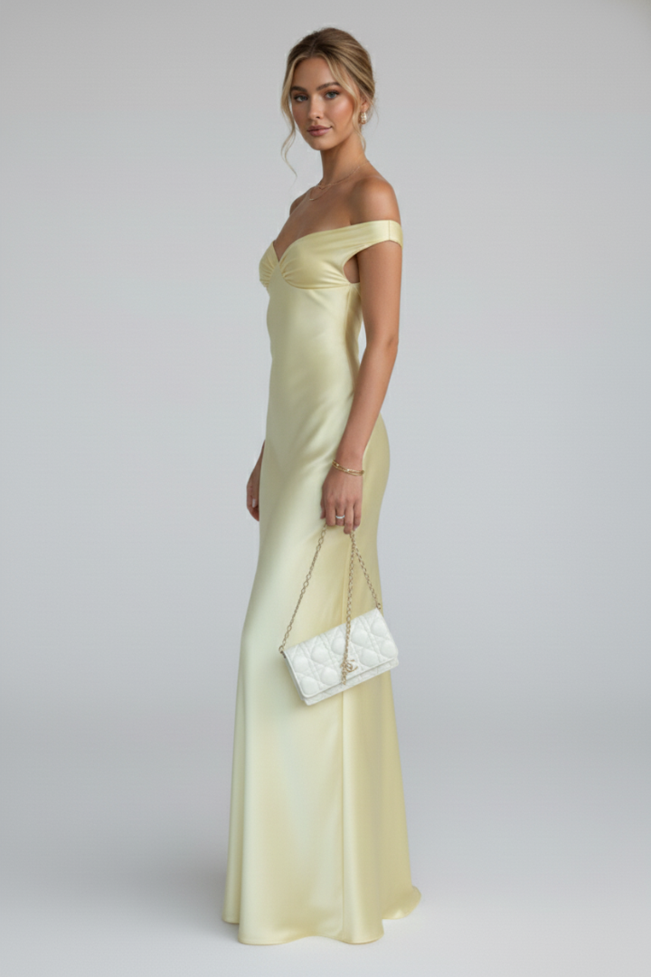 Women's Cocktail Maxi Dress | Off-Shoulder Ruched