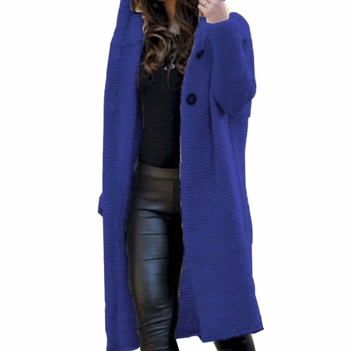 Andrea | Women's Hooded Open-Front Ribbed Knit Maxi Cardigan