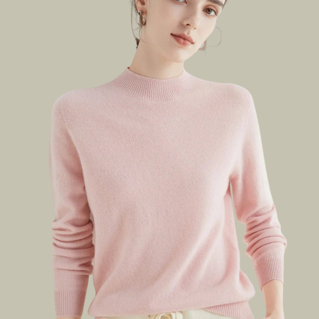 Anna | Women's Merino Wool Sweaters Mock Neck Relaxed Fit Knit Jumper