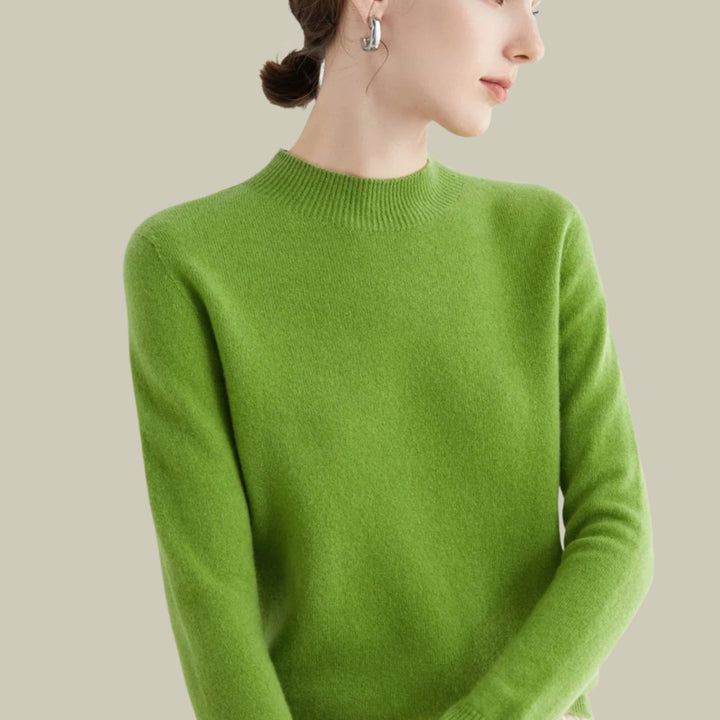 Anna | Women's Merino Wool Sweaters Mock Neck Relaxed Fit Knit Jumper