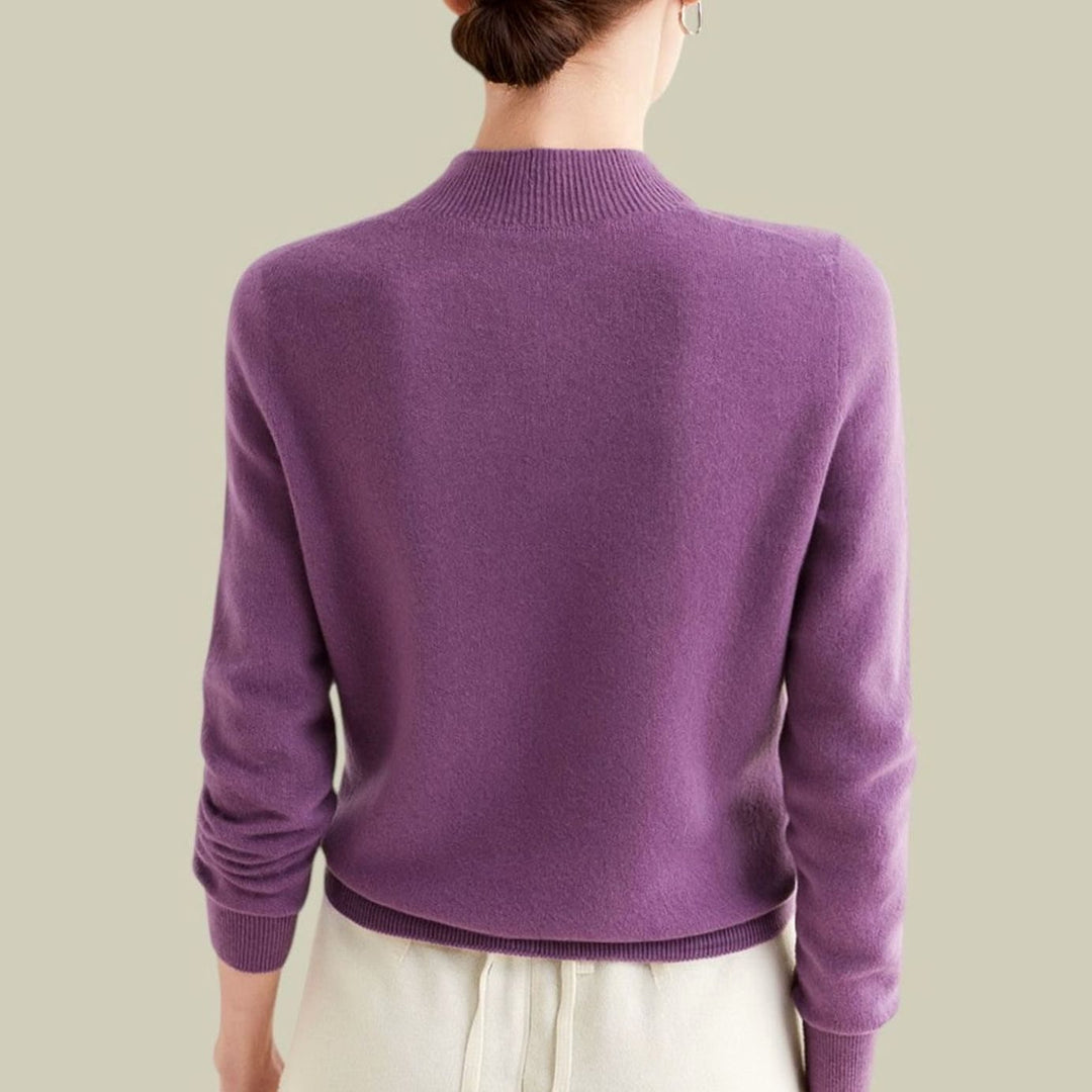 Anna | Women's Merino Wool Sweaters Mock Neck Relaxed Fit Knit Jumper