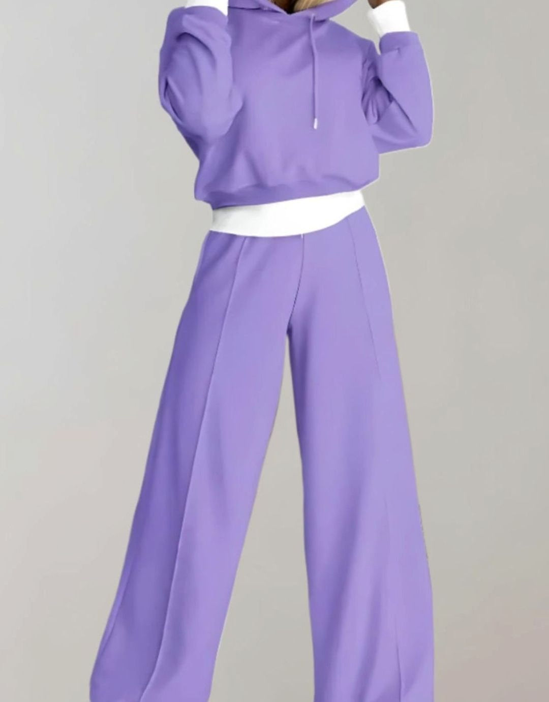 Annabelle | Women's Two-Piece Cropped Hoodie Wide-Leg Tracksuit Pants Set