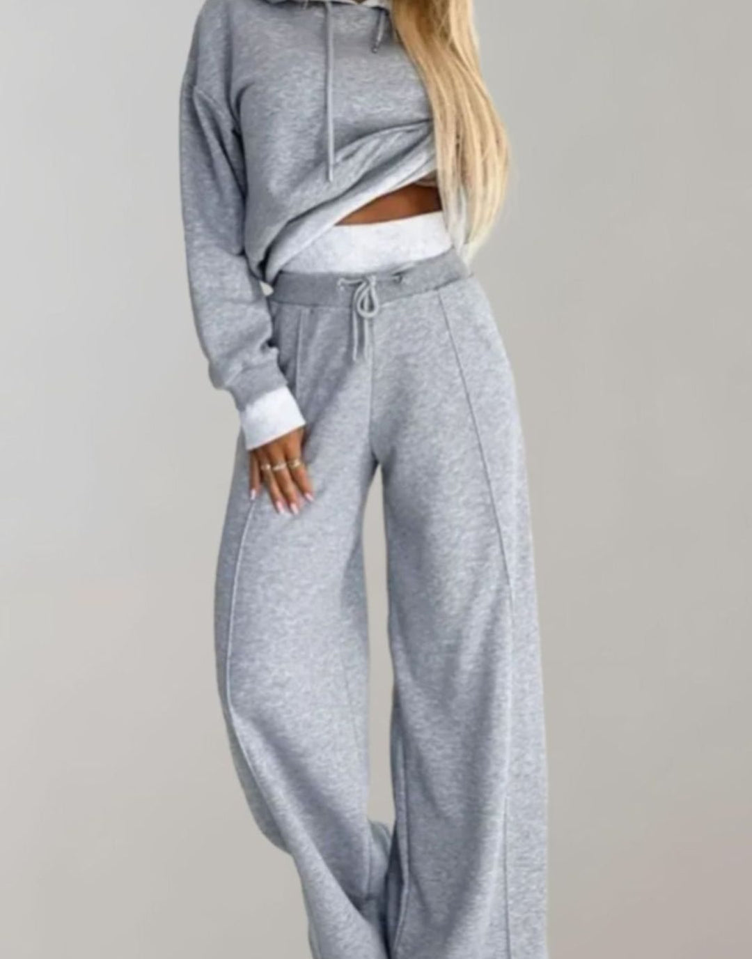 Annabelle | Women's Two-Piece Cropped Hoodie Wide-Leg Tracksuit Pants Set