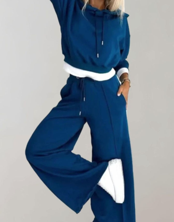 Annabelle | Women's Two-Piece Cropped Hoodie Wide-Leg Tracksuit Pants Set