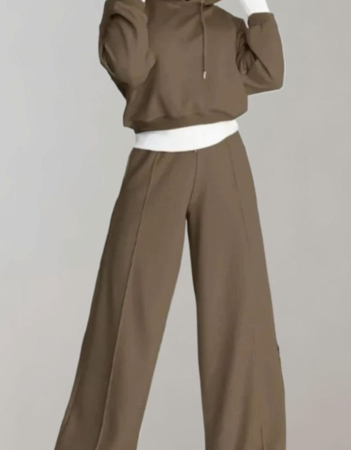 Annabelle | Women's Two-Piece Cropped Hoodie Wide-Leg Tracksuit Pants Set