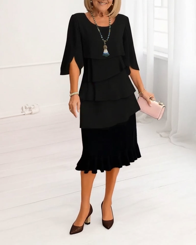 Women's Midi Sundress | Tiered Ruffled