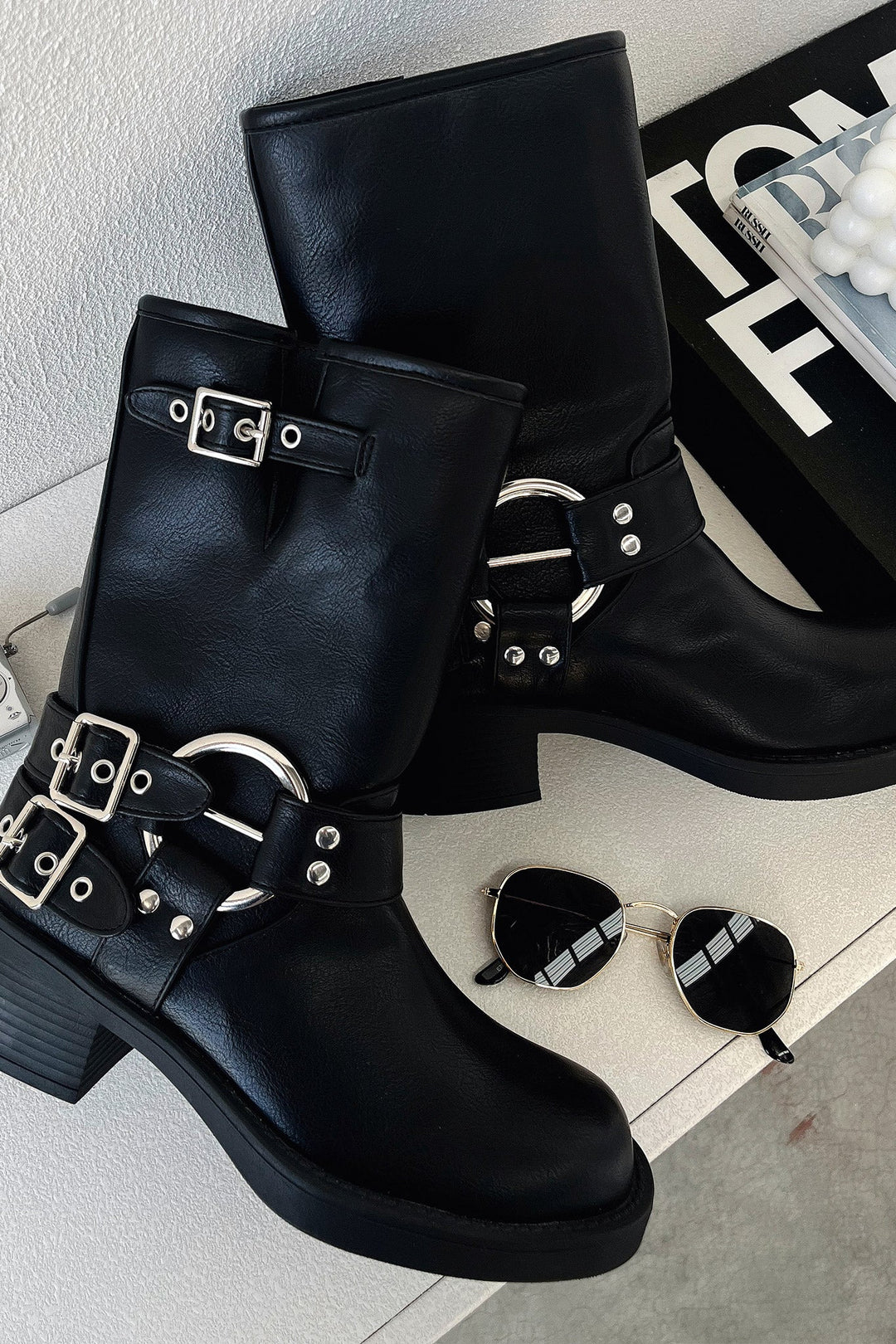 Boots For Women | Ankle Block Heel With Buckle Straps