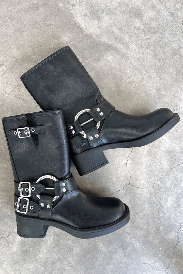 Boots For Women | Ankle Block Heel With Buckle Straps