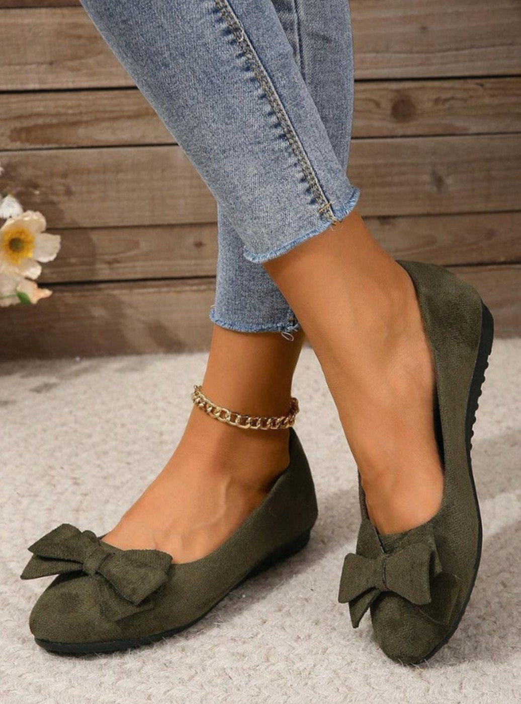 Ashley | Women's Orthopaedic Bow-Detail Suede Slip-On Comfort Shoes