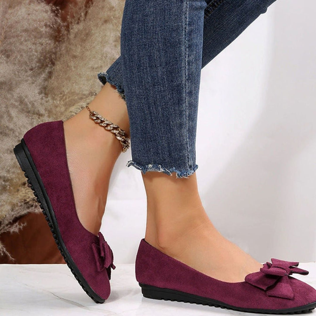 Ashley | Women's Orthopaedic Bow-Detail Suede Slip-On Comfort Shoes