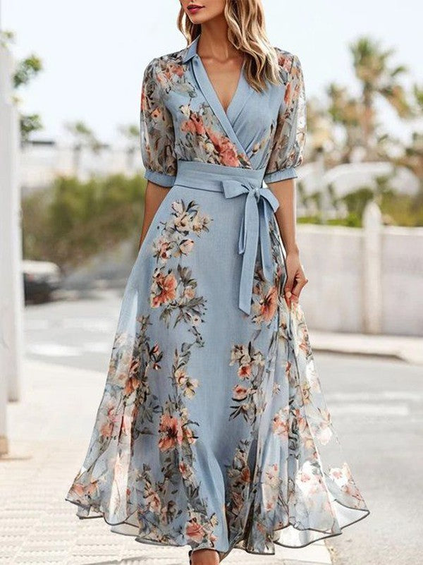 Women's Midi Sundress | V-Neck Floral Wrap