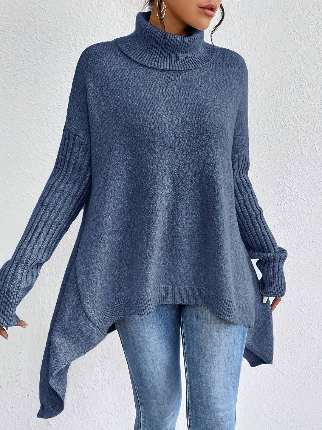 Women’s Sweater | Turtleneck Asymmetric Knit